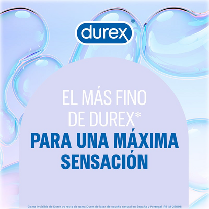 Durex Preservativo invisívelExtrafino Extralubricado 12 Uds